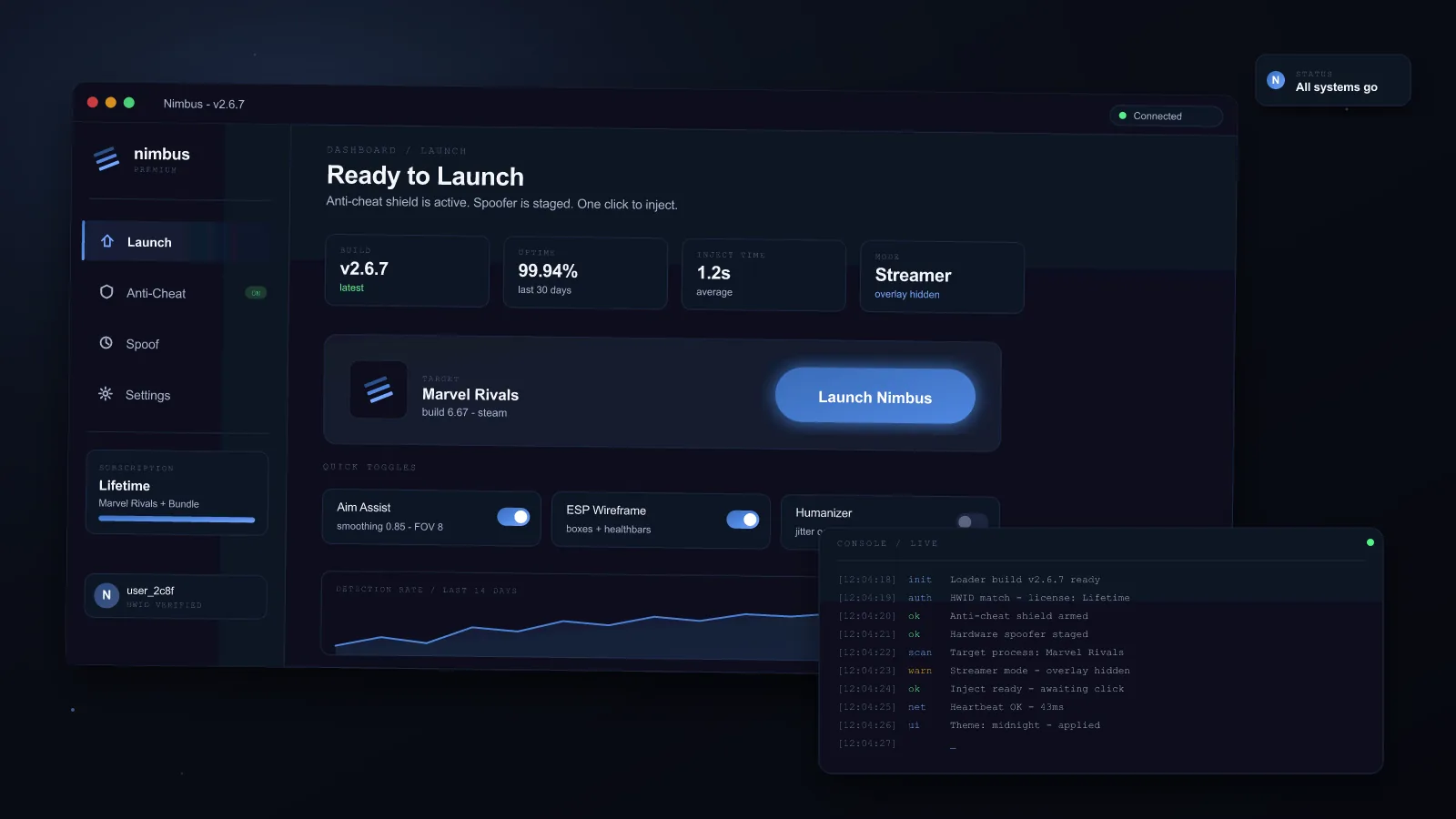 Nimbus loader dashboard